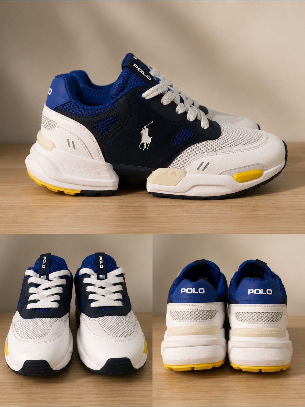 Polo by Ralph Lauren White, Navy & Yellow Men's Sneakers